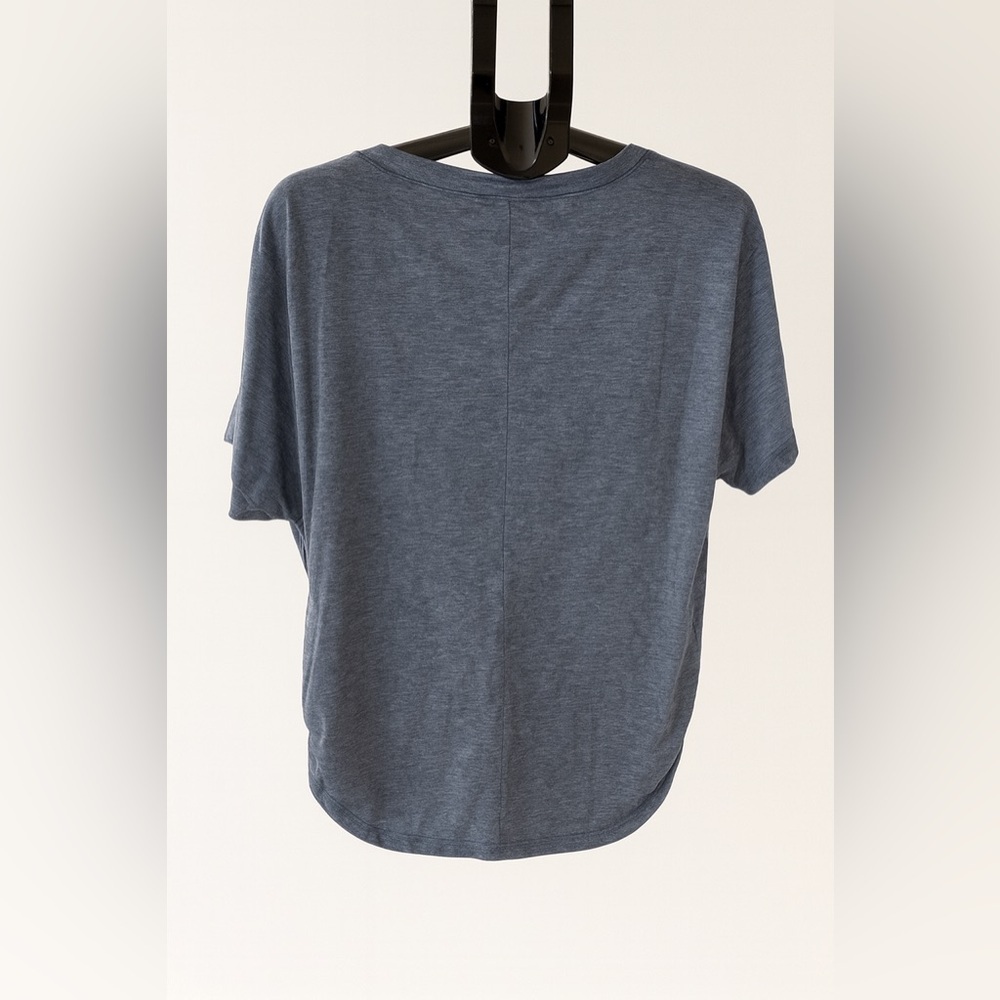 Wiholl Dolman V-Neck Tee NWT Heather Blue Ruched Sides Relaxed XL - Picture 2 of 5